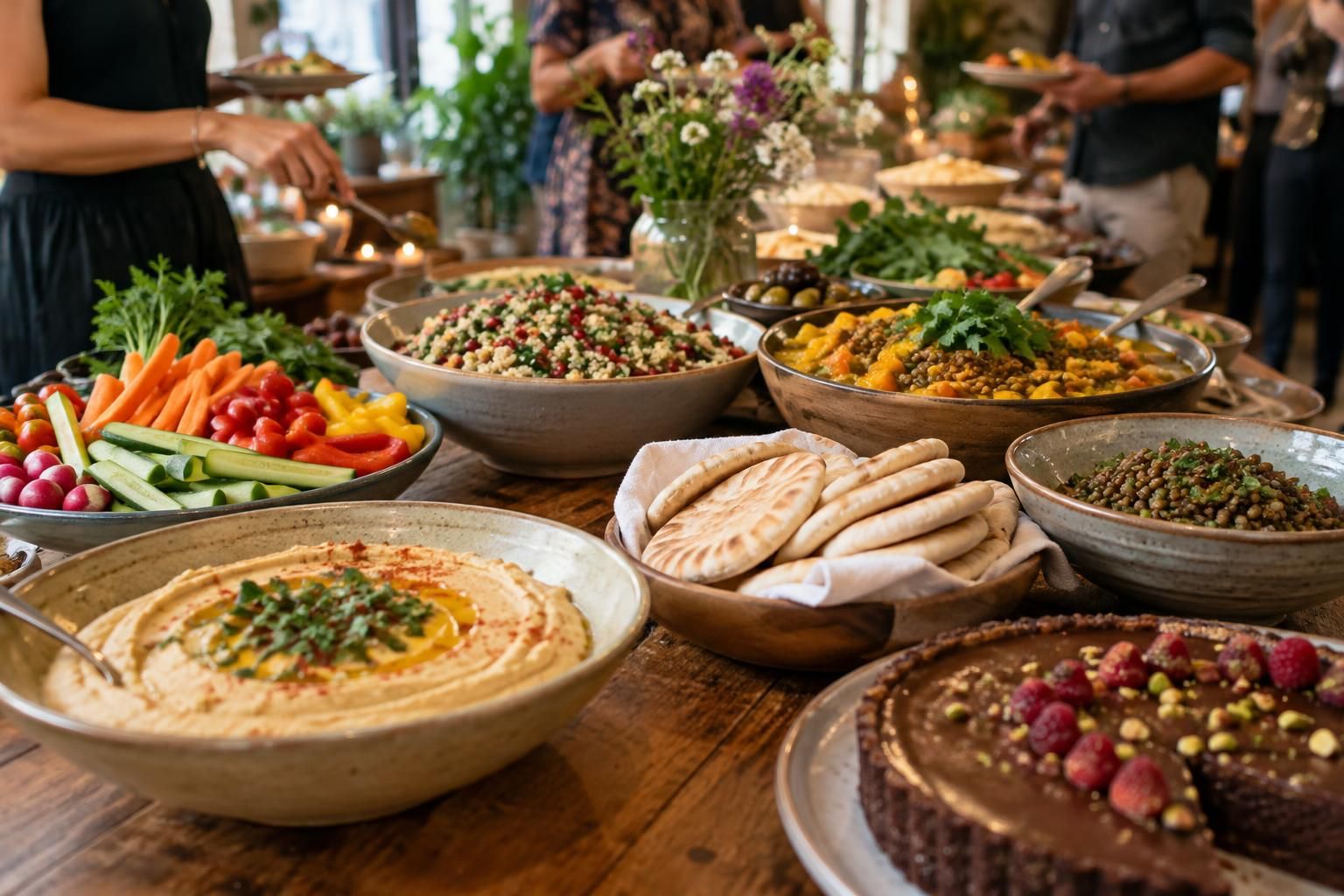 composez un buffet 100 % végétarien avec des idées de menus savoureux et des repères de budget par personne pour régaler vos invités.